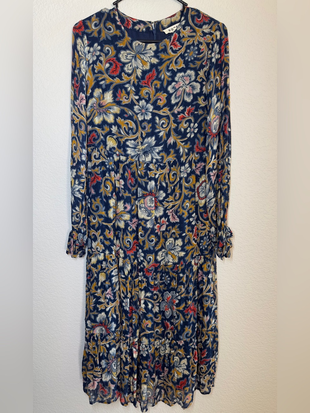 Boden Navy Floral Long Sleeve Maxi Dress
